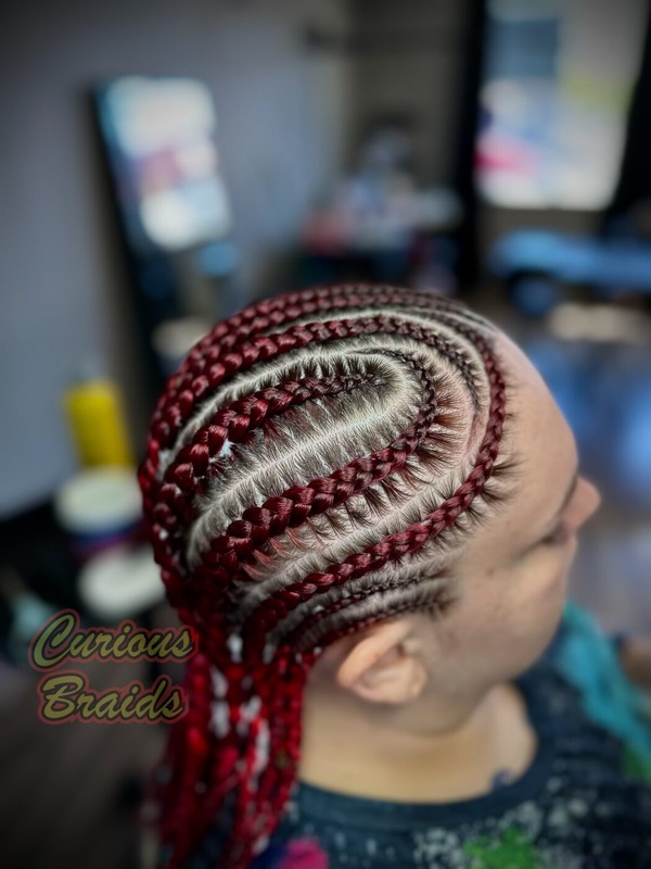 Design braids · burgundy added — braided by Curious Braids in Defiance, Ohio